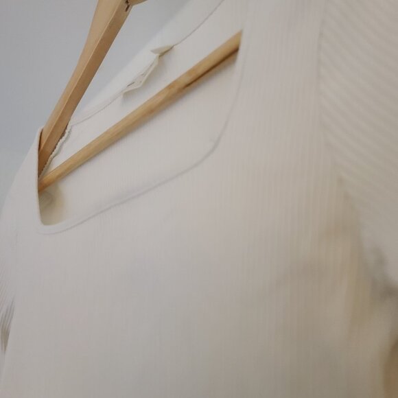 Ribbed square neck longsleeve white - Picture 2 of 5